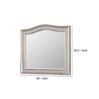 Curved Top Wooden Frame Mirror with Molded Details, Silver - BM245826
