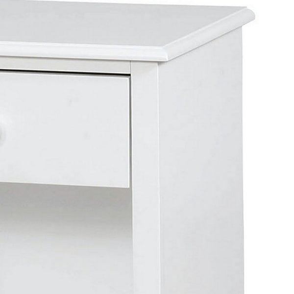 Nightstand with 1 Drawer and 1 Open Shelf, White - BM245830