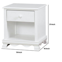 Nightstand with 1 Drawer and 1 Open Shelf, White - BM245830