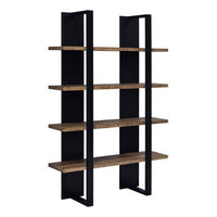Bookcase with 4 Tier Shelves and Wooden Frame, Brown and Black - BM245878