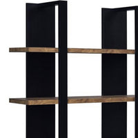 Bookcase with 4 Tier Shelves and Wooden Frame, Brown and Black - BM245878