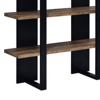 Bookcase with 4 Tier Shelves and Wooden Frame, Brown and Black - BM245878