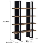 Bookcase with 4 Tier Shelves and Wooden Frame, Brown and Black - BM245878