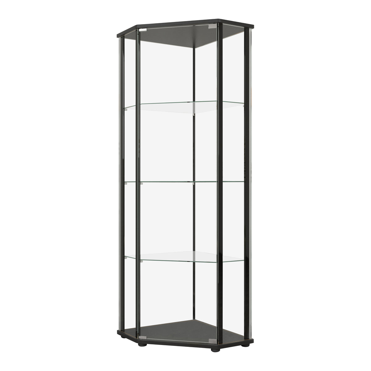 Metal Curio Cabinet with 1 Door and 3 Glass Shelves, Black  - BM245890