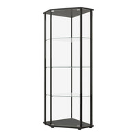 Metal Curio Cabinet with 1 Door and 3 Glass Shelves, Black  - BM245890