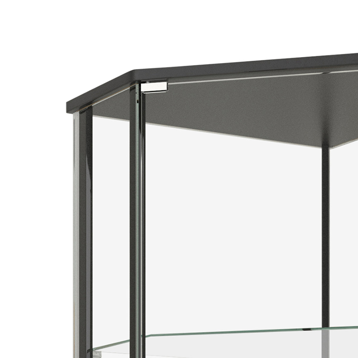 Metal Curio Cabinet with 1 Door and 3 Glass Shelves, Black  - BM245890