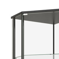 Metal Curio Cabinet with 1 Door and 3 Glass Shelves, Black  - BM245890