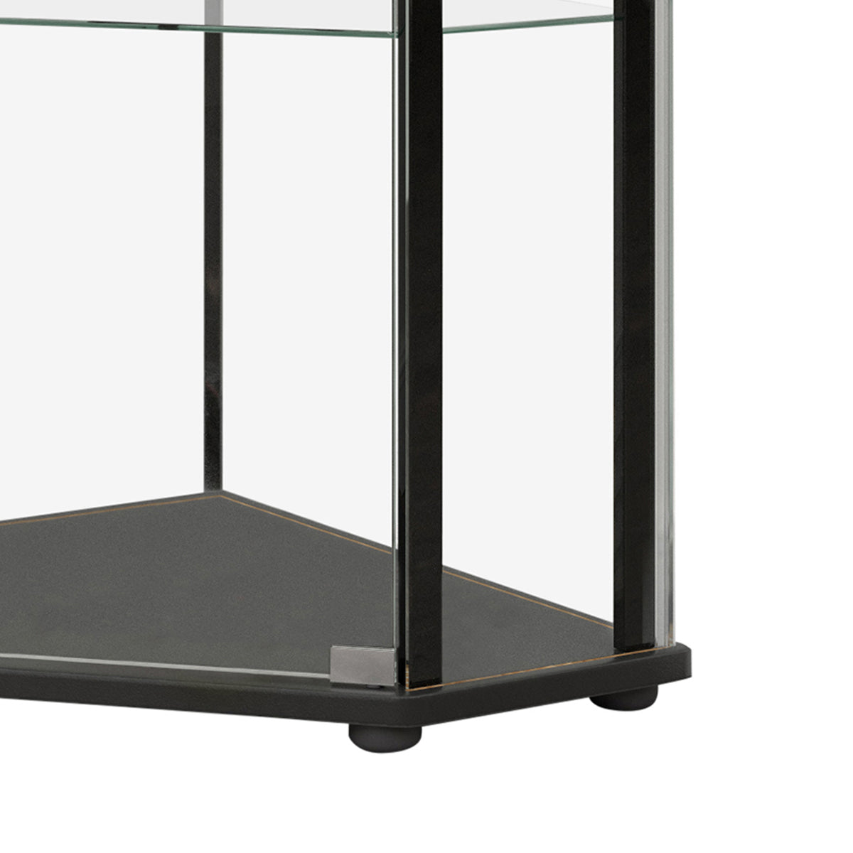 Metal Curio Cabinet with 1 Door and 3 Glass Shelves, Black  - BM245890