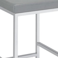Vanity Stool with Leatherette Seat and Tubular Frame, Gray  - BM245891