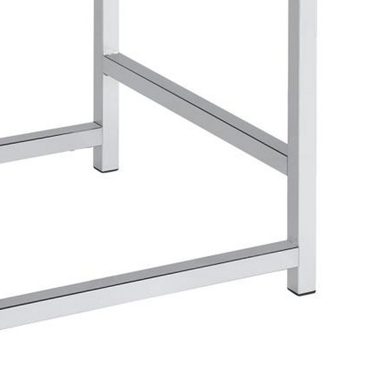 Vanity Stool with Leatherette Seat and Tubular Frame, Gray  - BM245891