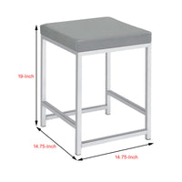 Vanity Stool with Leatherette Seat and Tubular Frame, Gray  - BM245891
