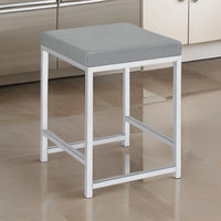 Vanity Stool with Leatherette Seat and Tubular Frame, Gray  - BM245891