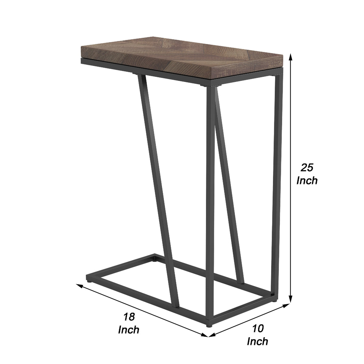 Accent Table with Chevron Pattern Top, Brown  - BM245917