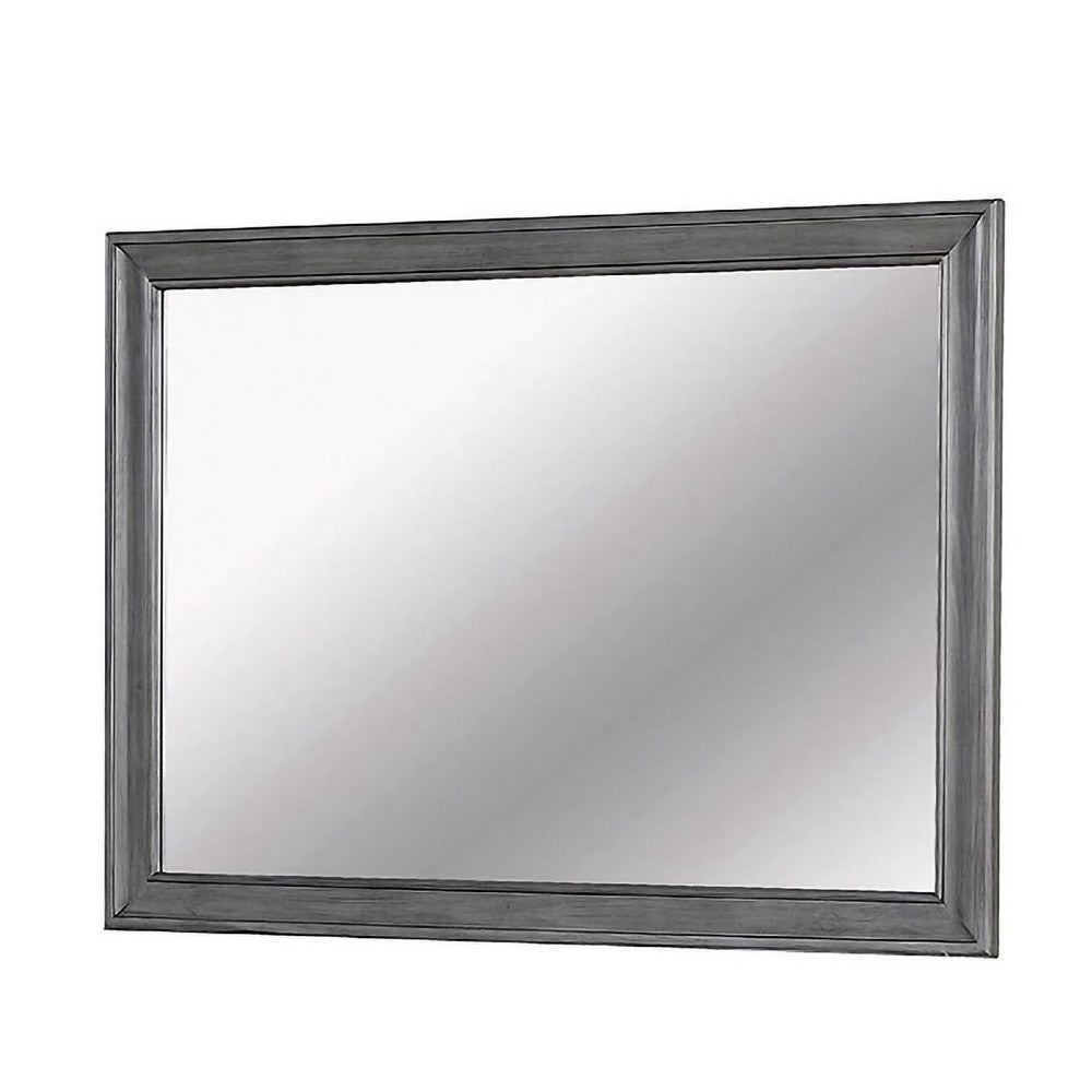 Mirror with Wooden Frame with Molded Trim, Gray - BM245932
