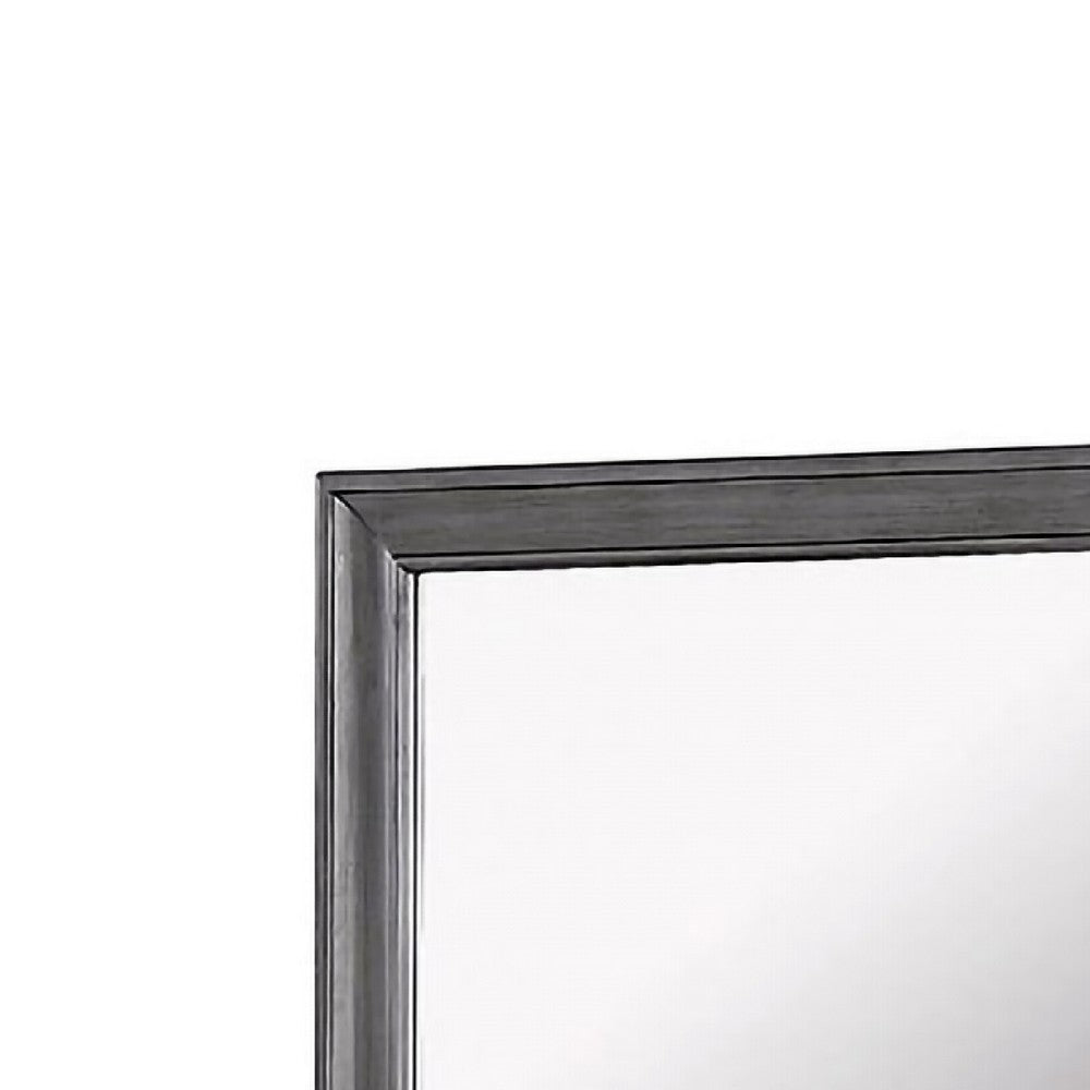 Mirror with Wooden Frame with Molded Trim, Gray - BM245932