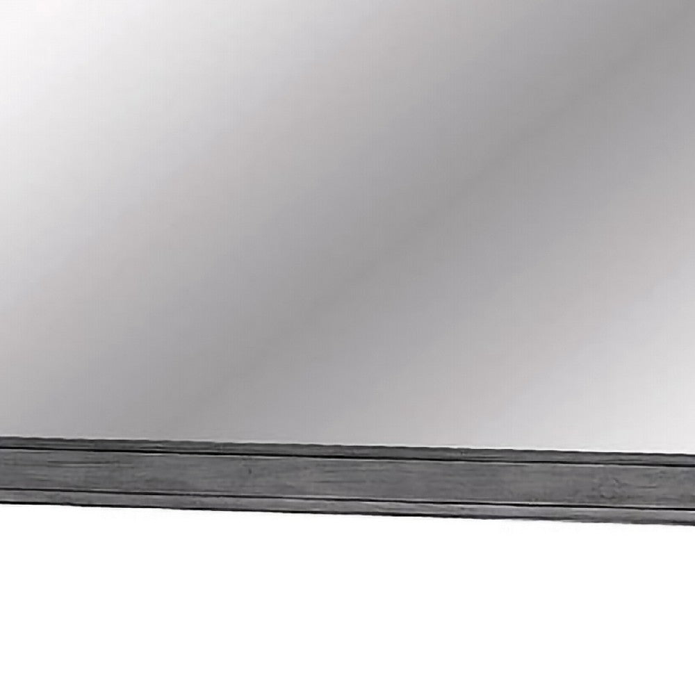 Mirror with Wooden Frame with Molded Trim, Gray - BM245932