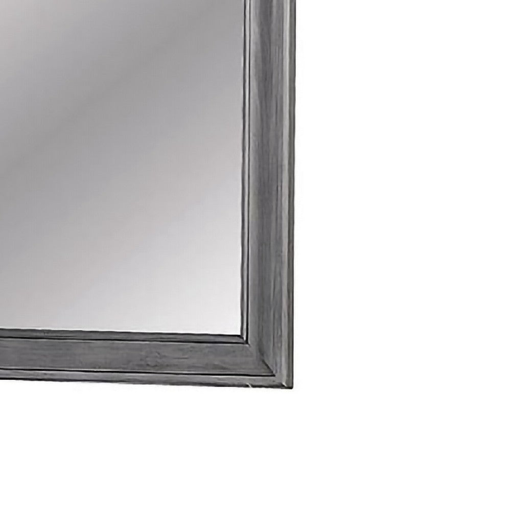 Mirror with Wooden Frame with Molded Trim, Gray - BM245932