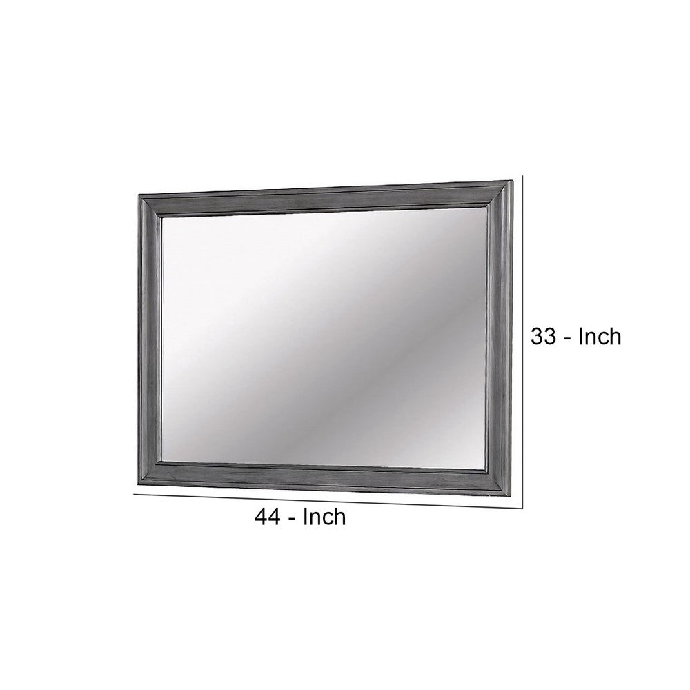 Mirror with Wooden Frame with Molded Trim, Gray - BM245932
