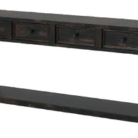 Sofa Table with 4 Drawers and Thick Block Legs, Antique Black - BM245938