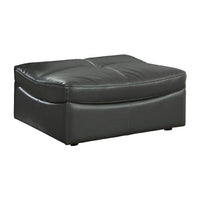 Leatherette Ottoman with Curved Design and Tufted Seat, Gray - BM245945
