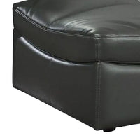 Leatherette Ottoman with Curved Design and Tufted Seat, Gray - BM245945