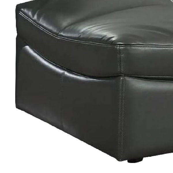 Leatherette Ottoman with Curved Design and Tufted Seat, Gray - BM245945