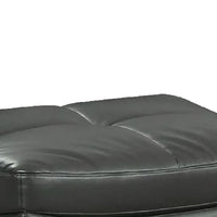 Leatherette Ottoman with Curved Design and Tufted Seat, Gray - BM245945