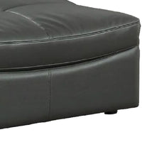 Leatherette Ottoman with Curved Design and Tufted Seat, Gray - BM245945
