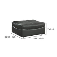 Leatherette Ottoman with Curved Design and Tufted Seat, Gray - BM245945