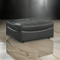 Leatherette Ottoman with Curved Design and Tufted Seat, Gray - BM245945