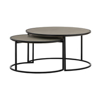 Rina Concrete and Black Metal 2 Piece Nesting Coffee Table Set - BM246003