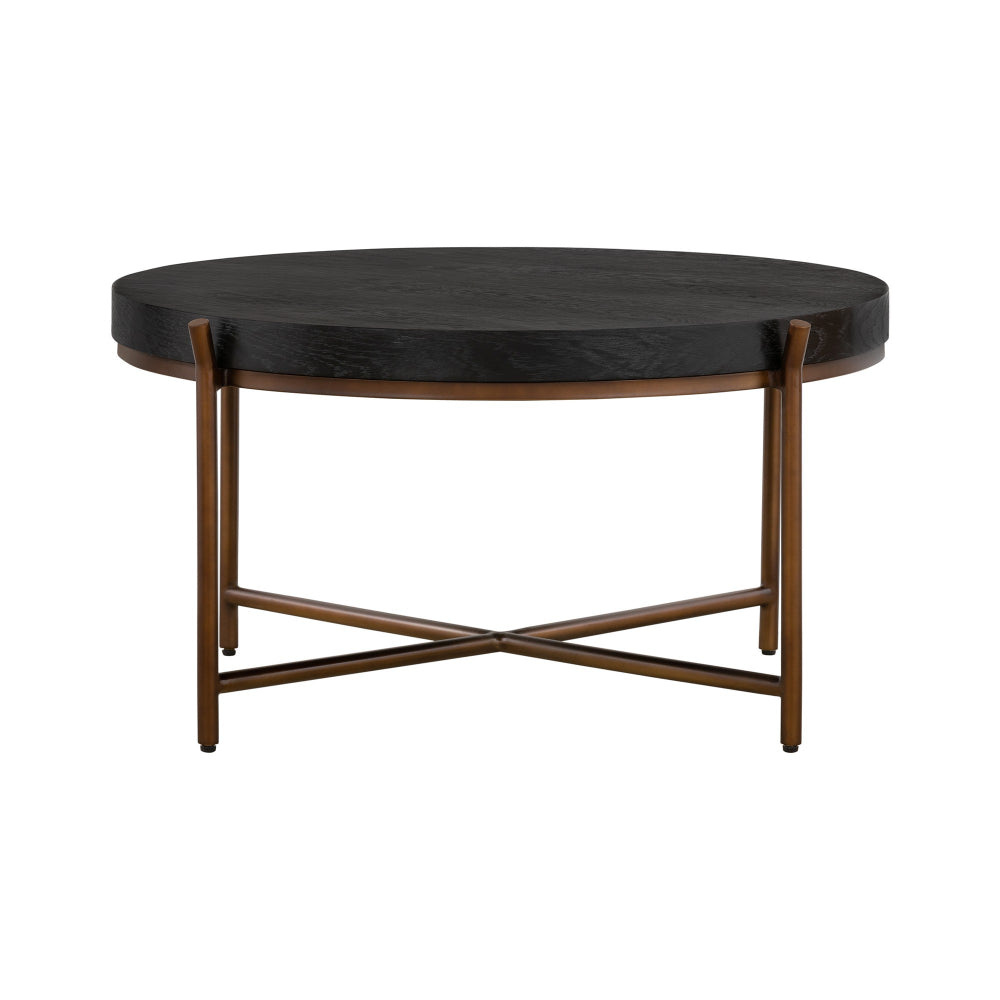 Sylvie Brushed Oak and Metal Round Coffee Table - BM246007