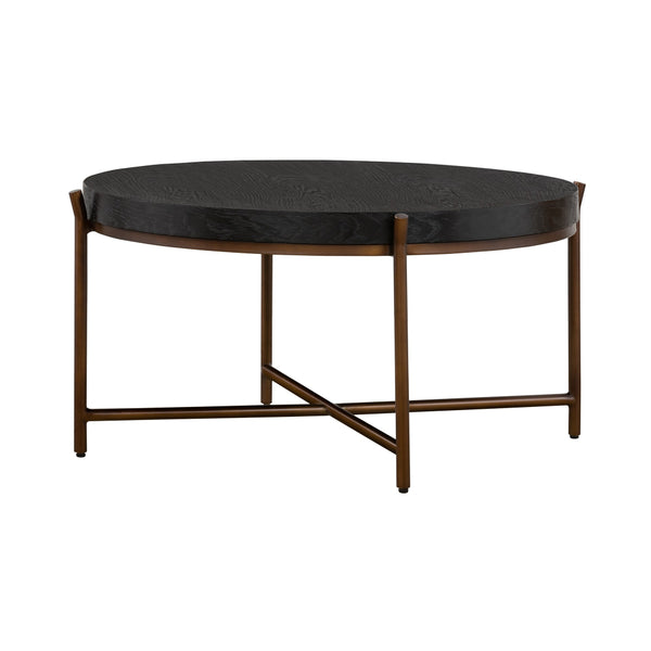 Sylvie Brushed Oak and Metal Round Coffee Table - BM246007