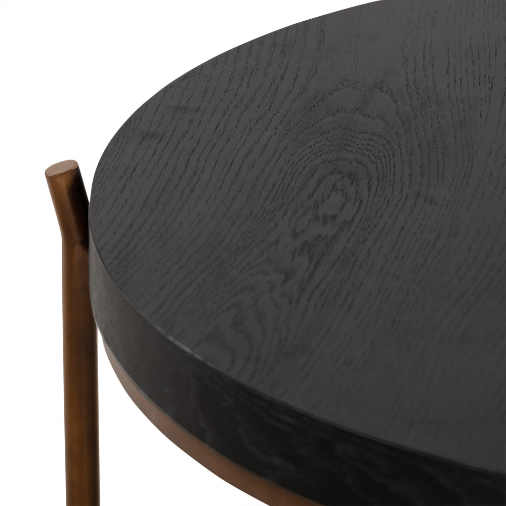 Sylvie Brushed Oak and Metal Round Coffee Table - BM246007