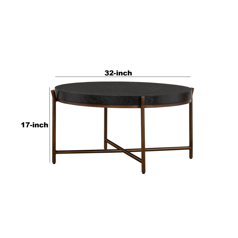 Sylvie Brushed Oak and Metal Round Coffee Table - BM246007