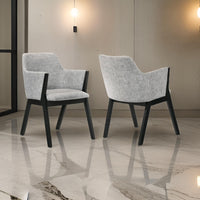 Renzo Light Gray Fabric and Black Wood Dining Side Chairs - Set of 2 - BM246041