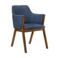 Renzo Blue Fabric and Walnut Wood Dining Side Chairs - Set of 2 - BM246042