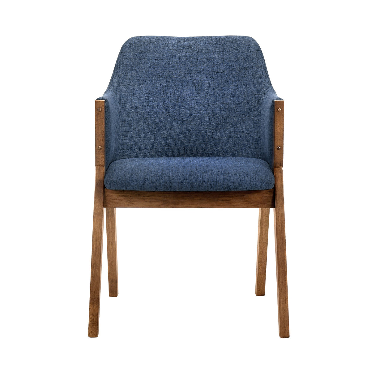 Renzo Blue Fabric and Walnut Wood Dining Side Chairs - Set of 2 - BM246042