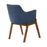 Renzo Blue Fabric and Walnut Wood Dining Side Chairs - Set of 2 - BM246042