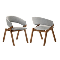 Talulah Gray Fabric and Walnut Veneer Dining Side Chairs - Set of 2 - BM246050