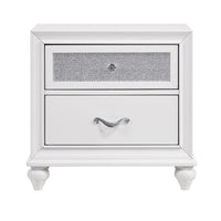 Nightstand with 2 Drawers and Glittery Acrylic Front, White  - BM246083