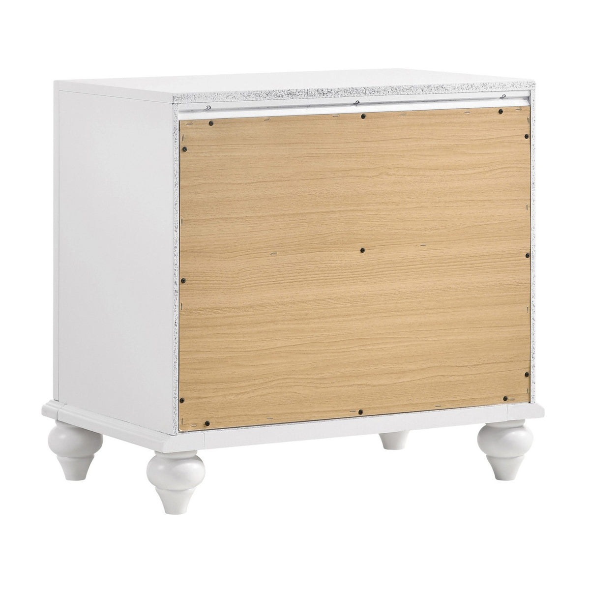 Nightstand with 2 Drawers and Glittery Acrylic Front, White  - BM246083