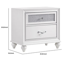 Nightstand with 2 Drawers and Glittery Acrylic Front, White  - BM246083
