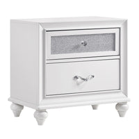 Nightstand with 2 Drawers and Glittery Acrylic Front, White  - BM246083