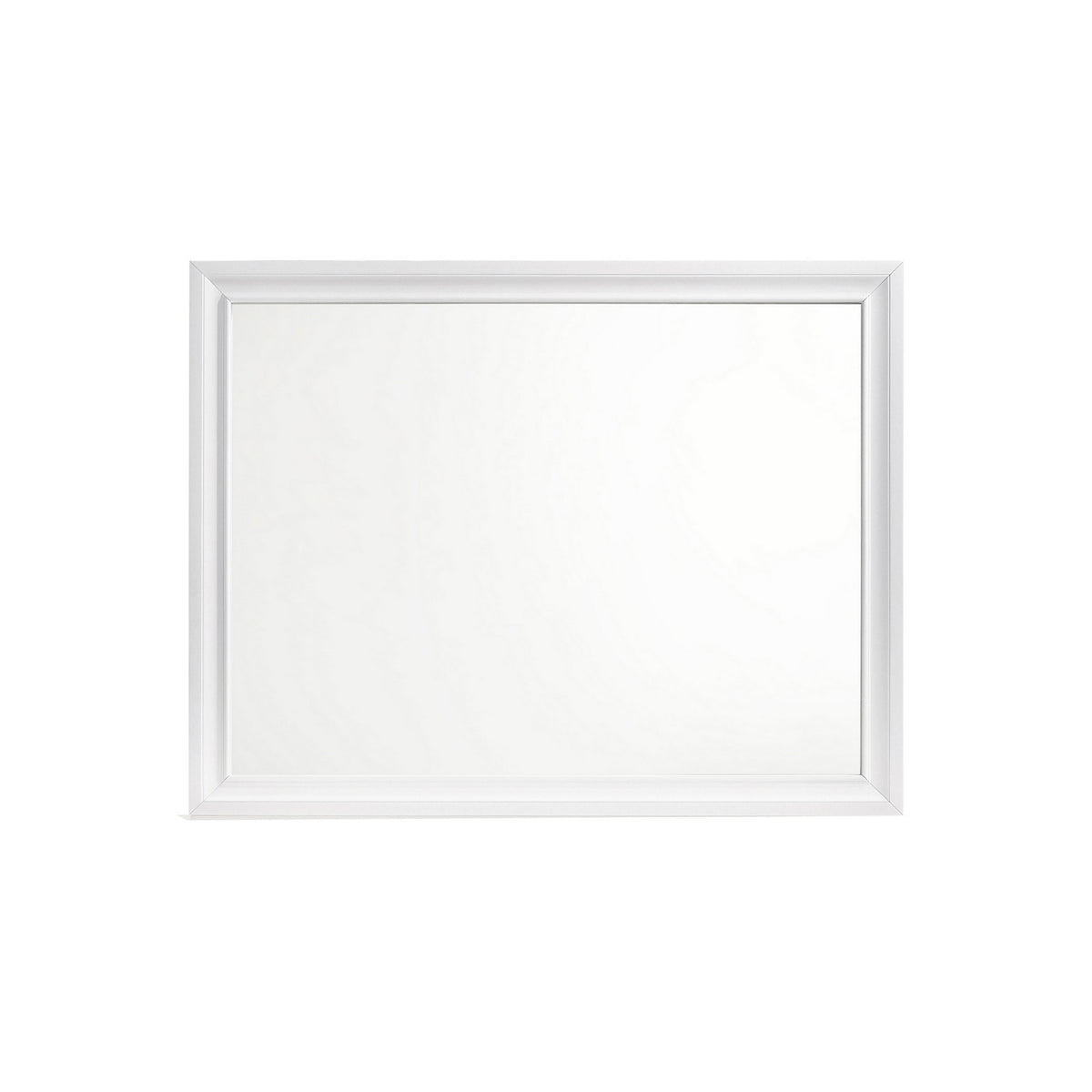 Wall Mirror with Rectangular Molded Wooden Frame, White  - BM246085