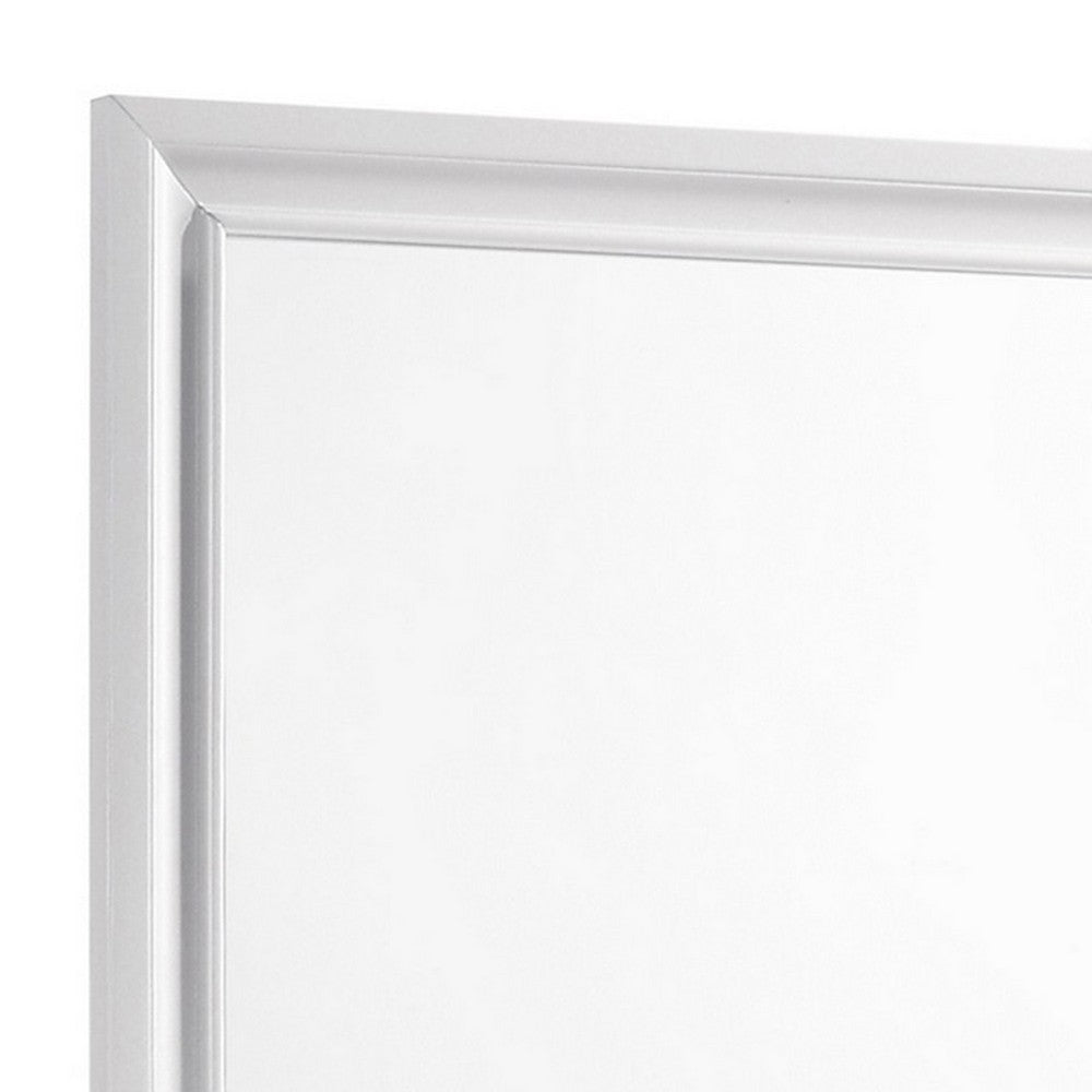 Wall Mirror with Rectangular Molded Wooden Frame, White  - BM246085