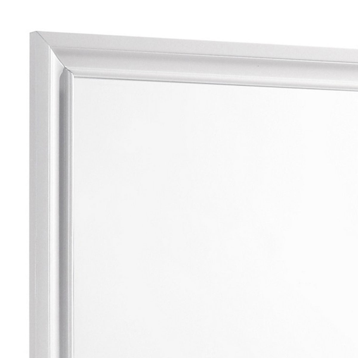 Wall Mirror with Rectangular Molded Wooden Frame, White  - BM246085