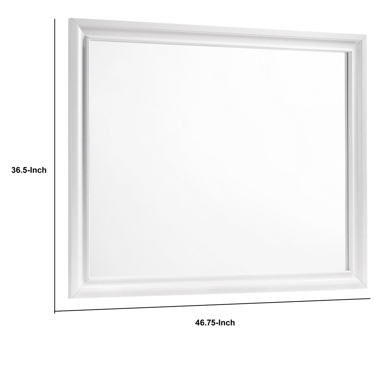 Wall Mirror with Rectangular Molded Wooden Frame, White  - BM246085