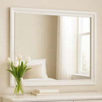 Wall Mirror with Rectangular Molded Wooden Frame, White  - BM246085