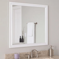 Wall Mirror with Rectangular Molded Wooden Frame, White  - BM246085